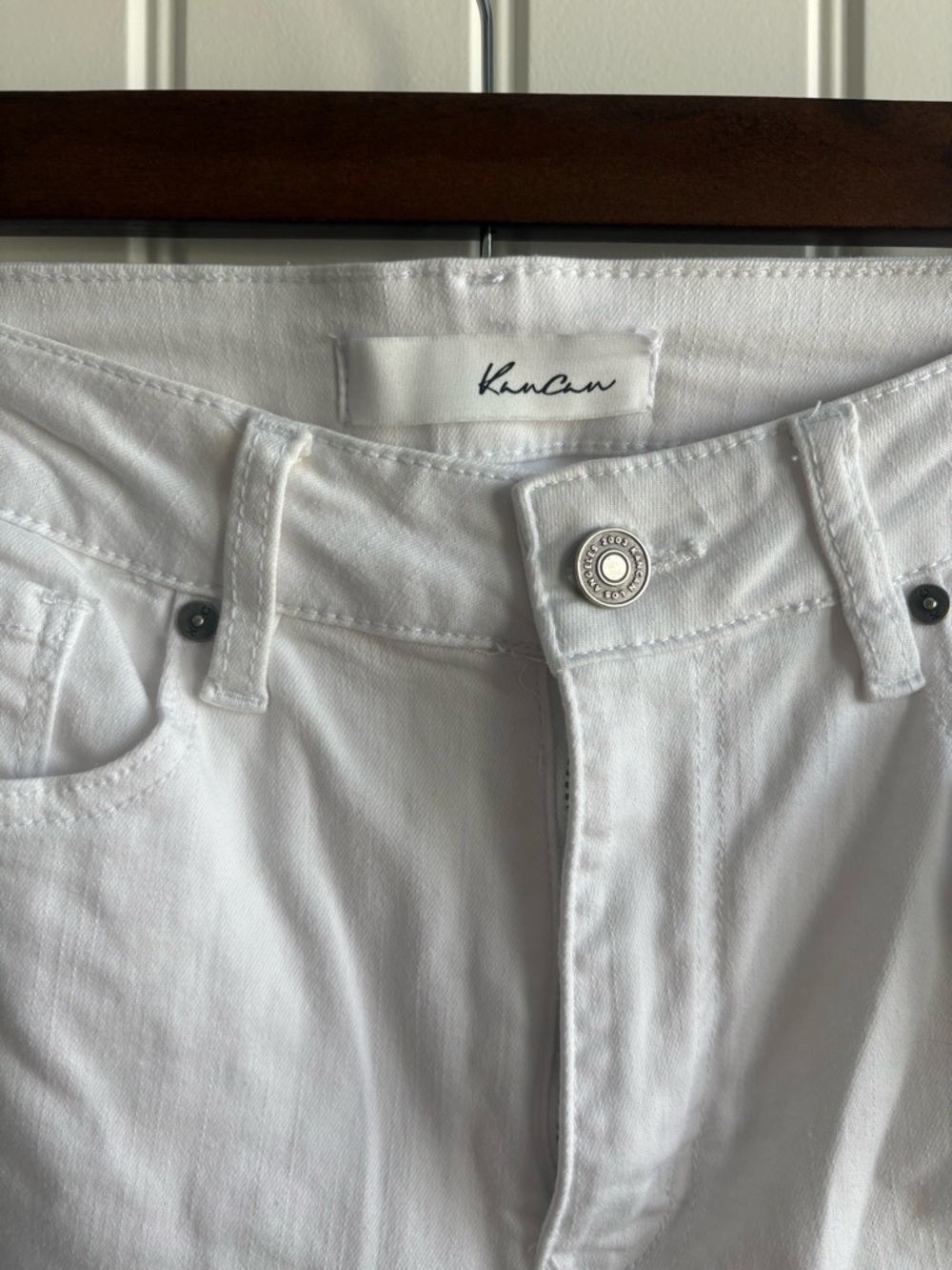 KanCan White Skinny Jeans with Frayed Hem - Picture 4 of 6